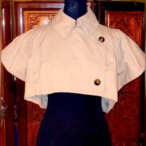 Trench khaki Collared Cropped Jacket